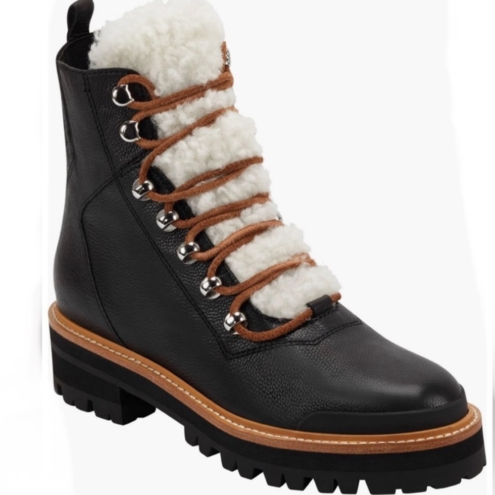 MARC FISHER Women’s Izzie Genuine Shearling Lug Sole Boot Size 6